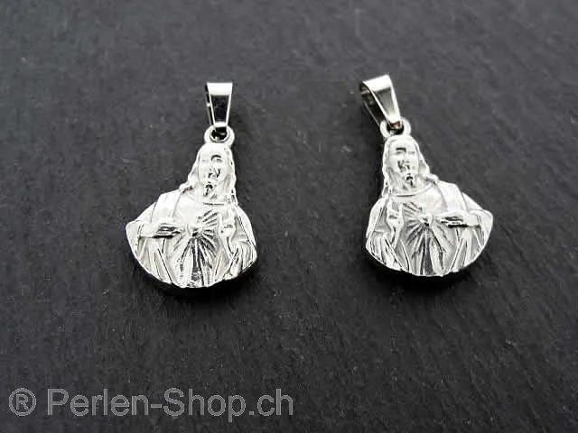 Stainless Steel Pendant Maria, Color: Platinum, Size: ±23x12mm, Qty: 1 pc.
