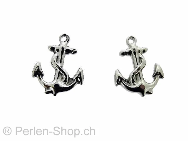 Stainless Steel Pendant anchor, Color: Platinum, Size: ±18x14mm, Qty: 1 pc.
