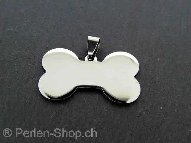 Stainless Steel Bone, Color: Platinum, Size: ±35x22mm, Qty: 1 pc.