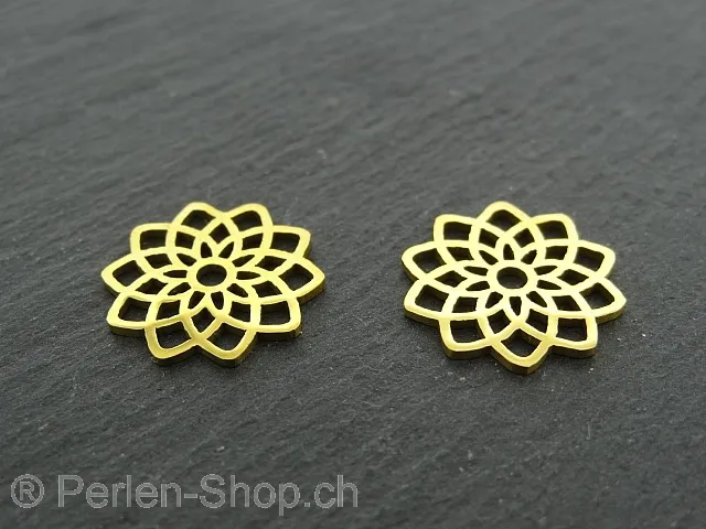 Stainless Steel flower of life, Color: Gold, Size: ±17x1mm, Qty: 1 pc.