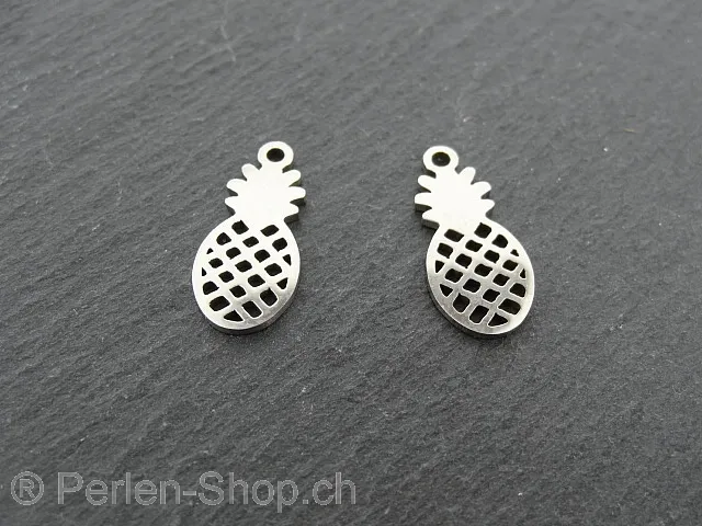 Stainless Steel Ananas, Color: Platinum, Size: ±8x17x1mm, Qty: 1 pc.