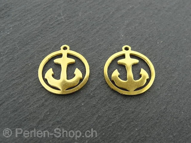 Stainless Steel Steel Anchor, Color: Gold, Size: ±15x1mm, Qty: 1 pc.