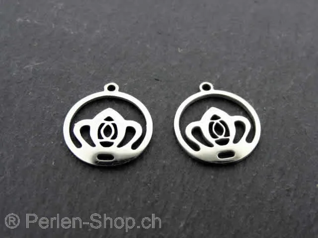 Stainless Steel Crown, Color: Platinum, Size: ±15x1mm, Qty: 1 pc.