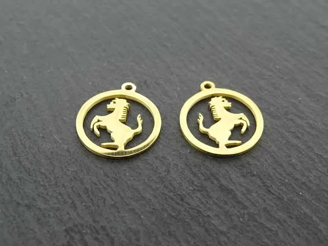 Stainless Steel horse, Color: Gold, Size: ±15x1mm, Qty: 1 pc.
