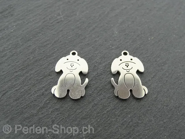 Stainless Steel Dog, Color: Platinum, Size: ±11x18x1mm, Qty: 1 pc.