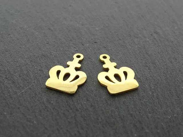 Stainless Steel Crown, Color: Gold, Size: ±17x12x1mm, Qty: 1 pc.