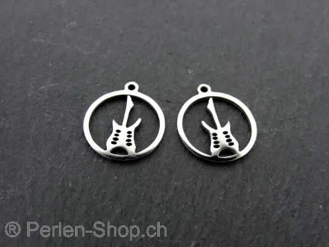 Stainless Steel guitar, Color: Platinum, Size: ±15x1mm, Qty: 1 pc.