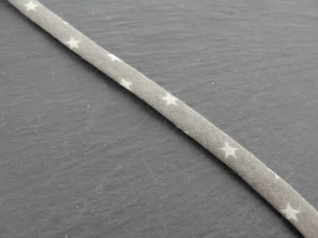 Ruban double plié avec motif, couleur: gris, Taille: ±6mm, Quantité: 1 mètre