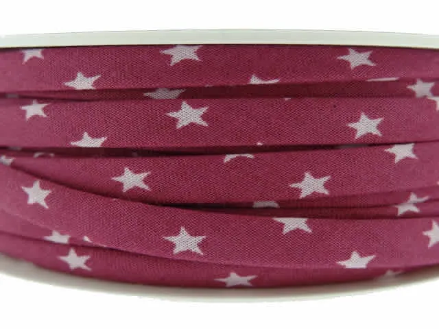 Ruban double plié avec motif, couleur: pink, Taille: ±6mm, Quantité: 1 mètre