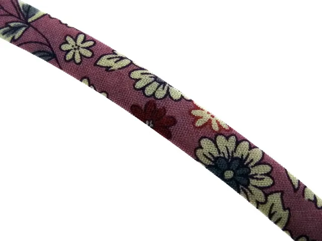 Double-folded ribbon with pattern, color: pink/multi, quantity: 1 meter