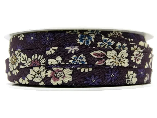 Ruban double plié avec motif, couleur: violet/multi, Quantité: 1 mètre