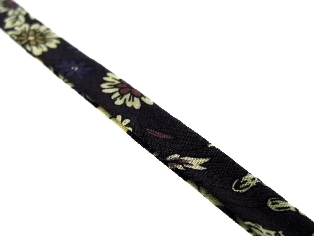 Double-folded ribbon with pattern, color: purple/multi, quantity: 1 meter