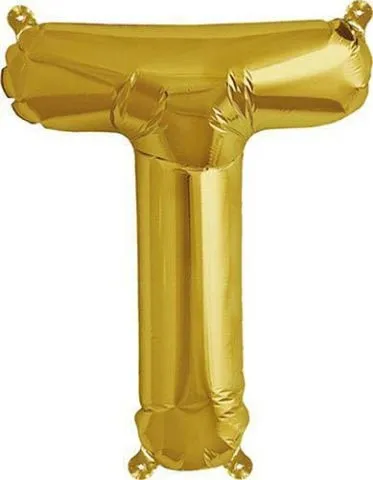 Rico Foil balloon T, gold, Size: ca. 36 cm