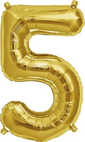 Rico Folienballon 5, gold, Grösse: ca. 36 cm
