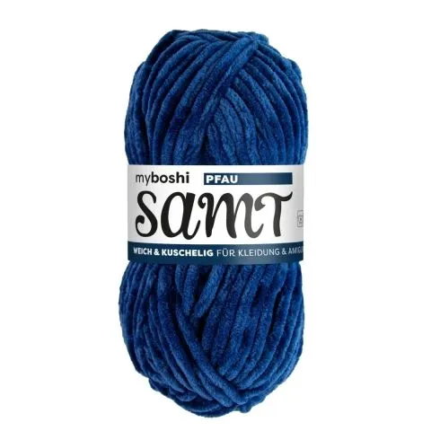Samt - myboshi Wool Chenille-Garn, Color: peacock, Weight: 100g, Qty: 1 pc.