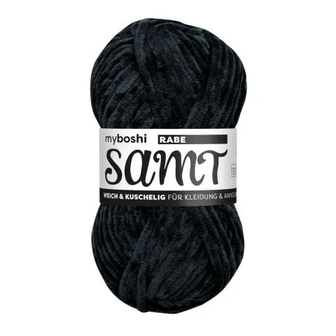 Samt - myboshi Wool Chenille-Garn, Color: Crow, Weight: 100g, Qty: 1 pc.