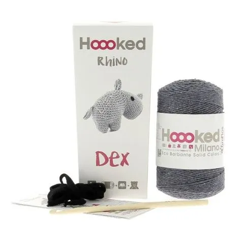 Hoooked Crochet Set Rhino Dex Eco Barbante Lava, Color: Gray, Quantity: 1 piece.