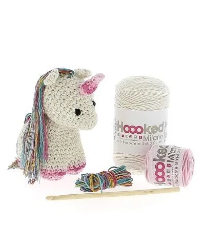Hoooked Crochet Set unicorn Nora Eco Barbante, Color: creme, Quantity: 1 piece.