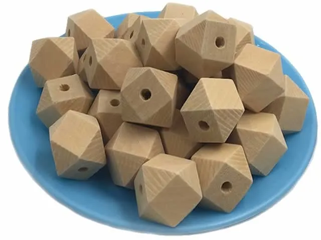 Holzperlen Hexagon, Farbe: braun, Grösse: ±14mm, Menge: 4 Stk.