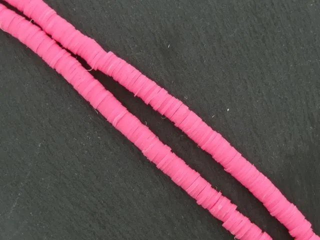 Perles Heishi, Couleur: rose, Taille: 6mm, Quantite: 1 String ±40cm