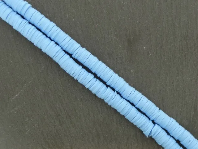 Heishi Perlen, Farbe: hellblau, Grösse: 6mm, Menge: 1 Strang ±40cm