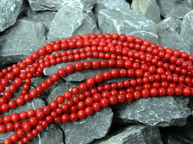 Coral, Color: red, Size: ±5mm, Qty: 1 string 40cm (±78 pc.)