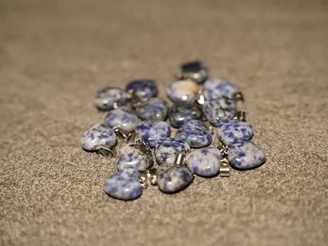 Sodalite Heart Pendant, Semi-Precious Stone, Color: blue, Size: ±16mm, Qty: 1 pc