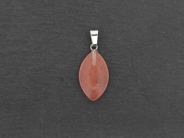 Cherry Quartz Heart Pendant, Semi-Precious Stone, Color: red, Size: ±23x14mm, Qty: 1 pc