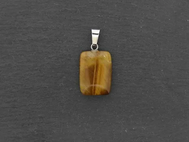 Tigereye Pendant, Semi-Precious Stone, Color: brown, Size: ±20x15mm, Qty: 1 pc