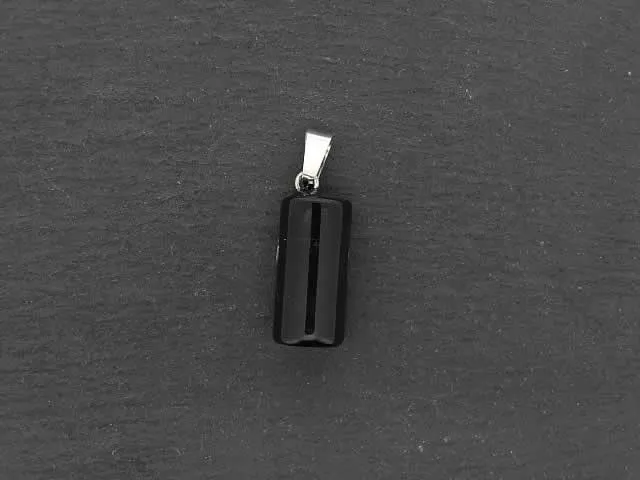 Blackstone Pendant, Semi-Precious Stone, Color: black, Size: ±20x10mm, Qty: 1 pc