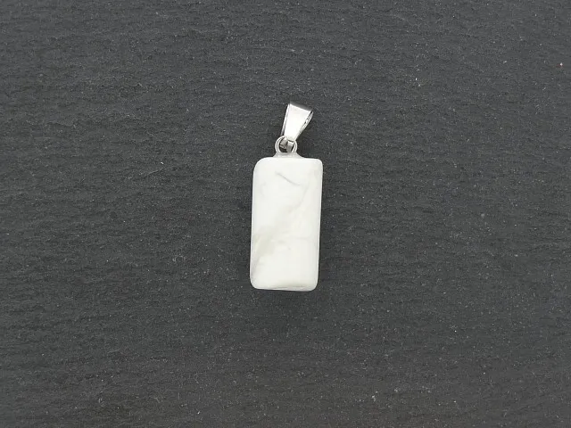 Howlite Pendentif, pierre semi-précieuse, Couleur: blanc, Taille: ±20x10mm, Quantité : 1 pièce.