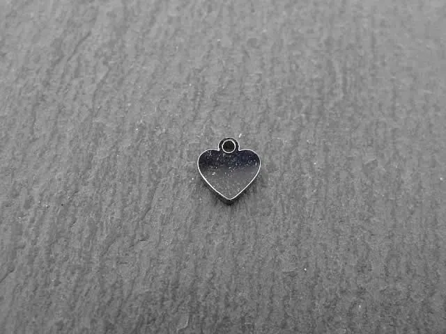 Stainless Steel Heart, Color: Platinum, Size: ±7mm, Qty: 1 pc.