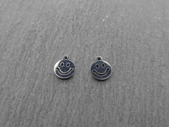 Stainless Steel Smiley, Color: Platinum, Size: ±7mm, Qty: 1 pc.