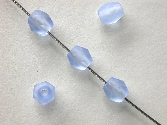 Facet-Polished Glassbeads, light blue frosted, 4mm, 100 pc.