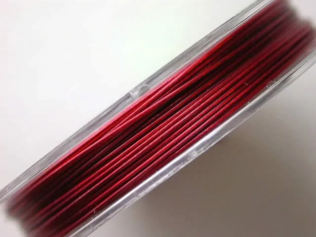 Brass wire with coating, red, 0.45mm, 10 meter