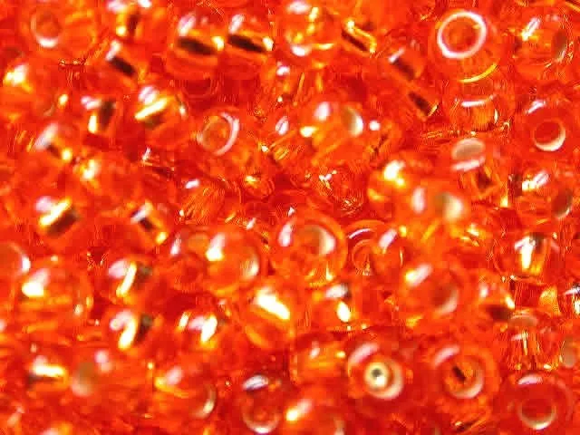 SeedBeads, orange inside silver, 2.6mm, 17 gr.