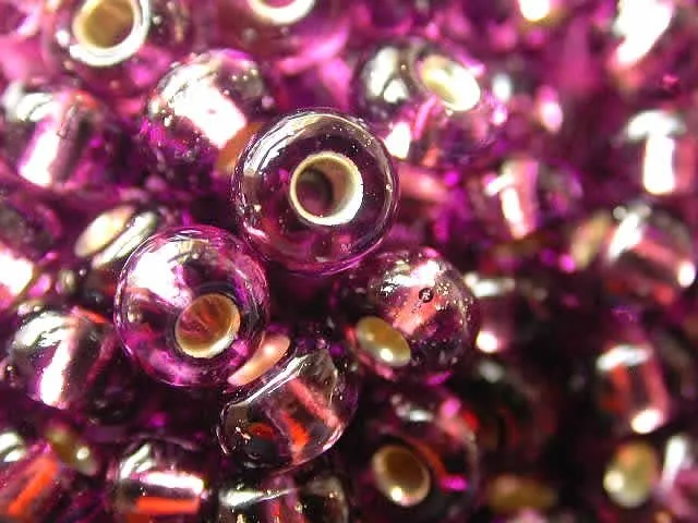 SeedBeads, d. purple inside silver, 4.5mm, 17 gr.