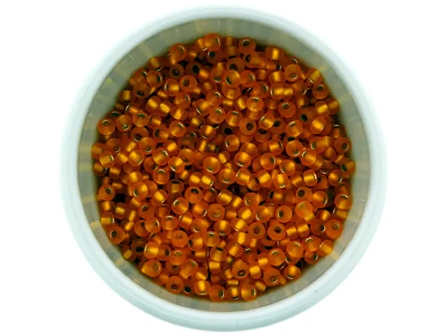 SeedBeads, Color: orange frosted inside silver, Size: 2.6mm, Qty:17 gr.