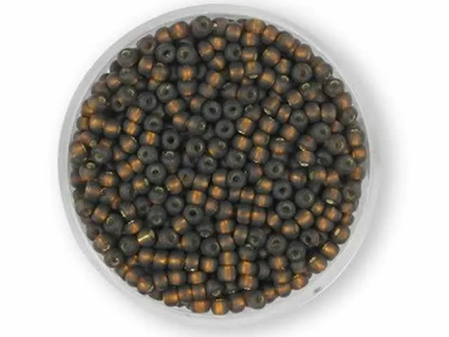 SeedBeads, Color: dark brown frosted inside silver, Size: 2.6mm, Qty:17 gr.