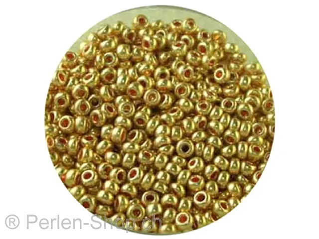 Metallic SeedBeads, Color: gold, Size: 2.6mm, Qty:17 gr.
