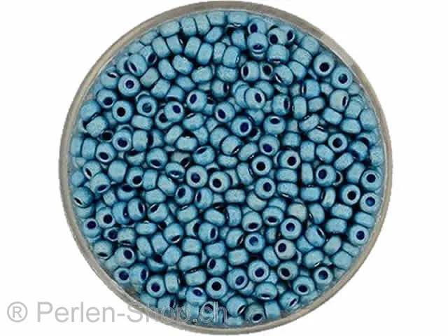 Metallic SeedBeads, Color: light blue frosten, Size: 2.6mm, Qty:17 gr.