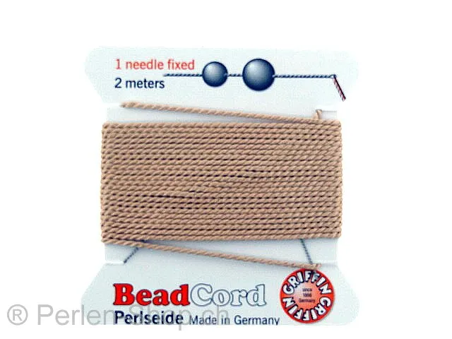fil de soie avec aiguille, Couleur: carneol, Taille: 0.90mm - 2 meter, Quantite: 1 piece