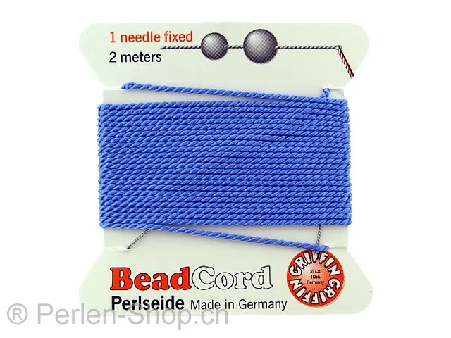Bead Cord with needle, Color: blue, Size: 0.90mm - 2 meter, Qty: 1 pc.