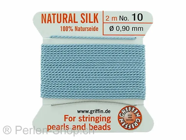 fil de soie avec aiguille, Couleur: turquoise, Taille: 0.90mm - 2 meter, Quantite: 1 piece
