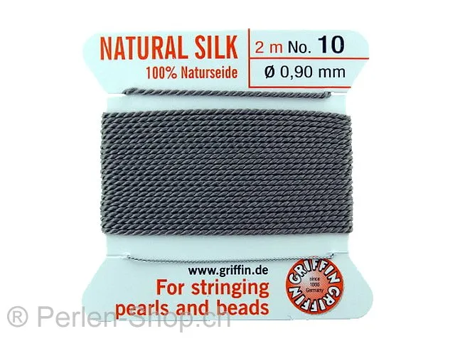 fil de soie avec aiguille, Couleur: gris, Taille: 0.90mm - 2 meter, Quantite: 1 piece