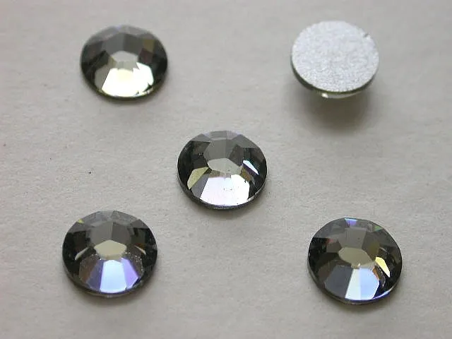 Swarovski rhinestones flatback, 2028, 4mm, black diamond, 5 pc.