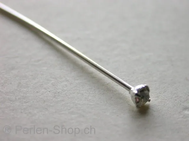 Swarovski Head Pin crystal, 40mm, ster silver w rhinestone, 1 pc