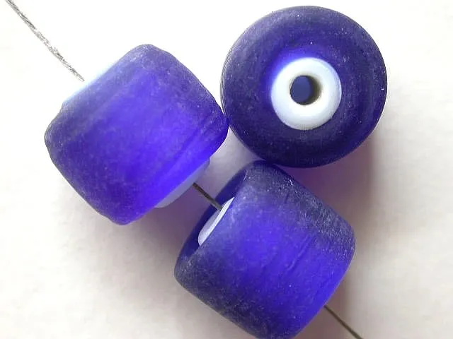 Zylinder Frosted, blue, 10mm, 5 pc.