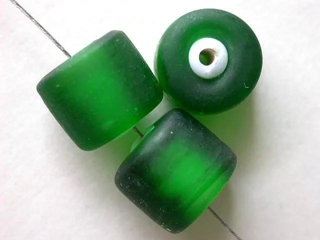 Zylinder Frosted, green, 10mm, 5 pc.