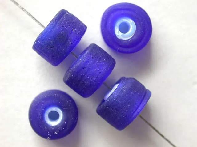 Zylinder Frosted, blue, 7mm, 10 pc.